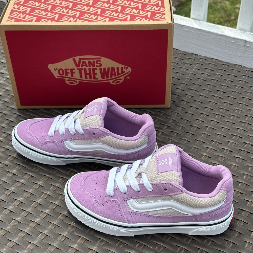 New Vans Purple Suede Caldrone Low Top Sneakers, Youth, Lavender Mist